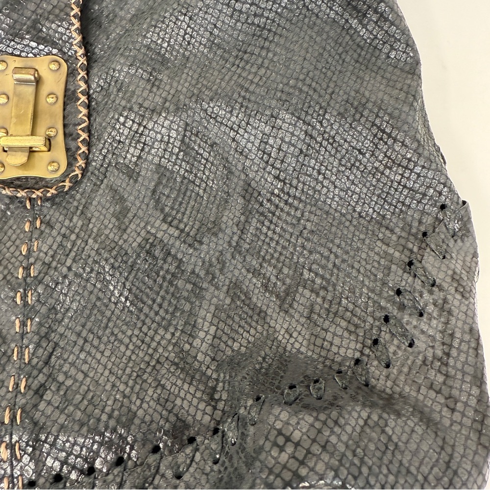 Carla Mancini Gray Snakeskin Leather Shoulder Bag… - image 4